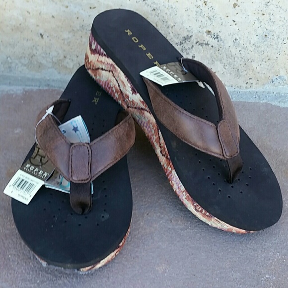 Roper Shoes New Roper Low Wedge Sandal Womens Poshmark